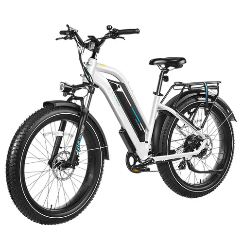 Magicycle Cruiser Pro Step-thru Electric Bike, 750W Motor, 52V 20Ah Battery, 26*4 inch Fat Tires, 28mph Max Speed, 100 Miles Range, Hydraulic Disc Brake, Hydraulic Suspension Front Fork, Shimano 7 speed - White