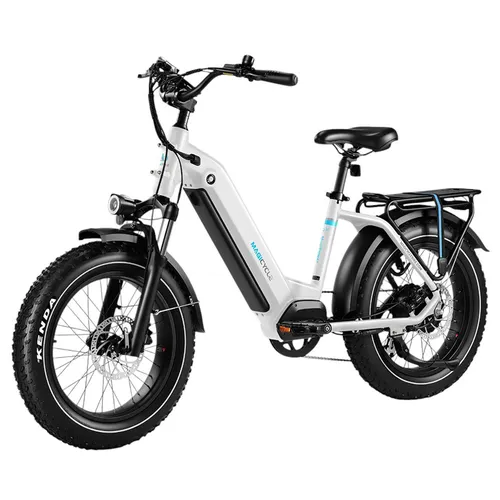 Magicycle Ocelot Pro 2.0 Electric Bike, 750W Motor, 52V 20Ah Battery, 20*4.0 inch Fat Tires, 28mph Max Speed, 100 Miles Range, Torque Sensor, Hydraulic Disc Brakes, Hydraulic Lockout Suspension Fork, Shimano 7 speed - White