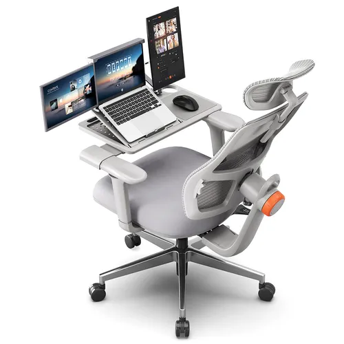 NEWTRAL MAGICH003 Ergonomic Chair + Detachable Workstation Desktop, Gray