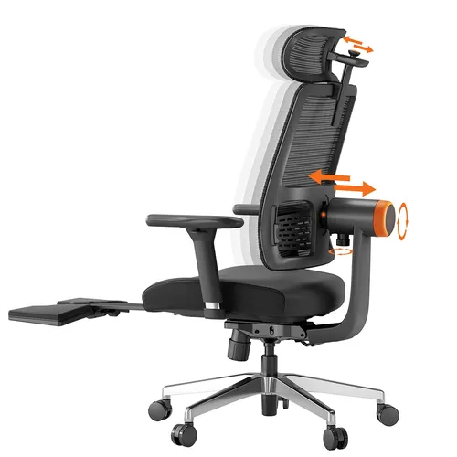 NEWTRAL MagicH-BPro Ergonomic Chair with Footrest, Auto-Following Backrest Headrest, Adaptive Lower Back Support, Adjustable Armrest, 4 Positions to Lock - Black