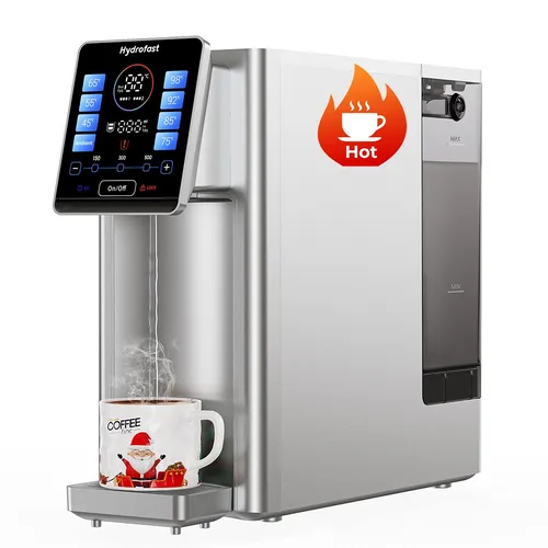 Hydrofast W100 Countertop Water Purifier with Hot & Ambient Water, 8 Temperatures, Hot Water in 3 Seconds, 6 Levels Reverse Osmosis Filtration,15 levels Water Volume, for Kitchen, Office, Bedroom