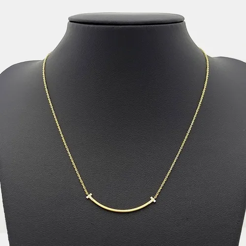 Tiffany & Co. T Smile Small Round Brilliant Diamond 18k Yellow Gold Necklace