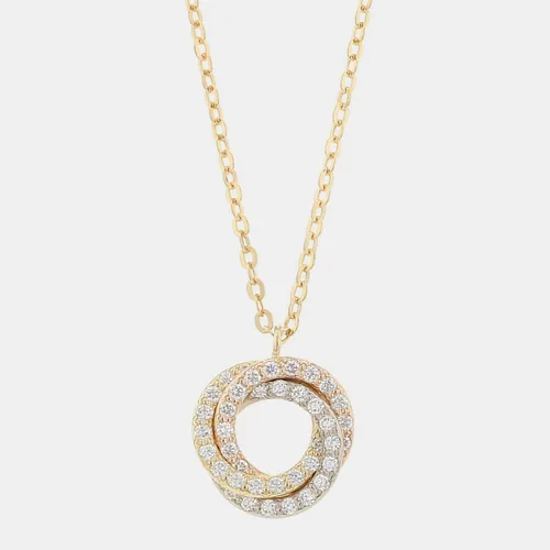 Cartier Trinity 18K Yellow, Rose, White Gold Diamonds Necklace