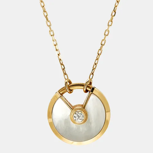 Cartier Amulette De Cartier Diamond Mother of Pearl 18k Yellow Gold SMall Model Pendant Necklace