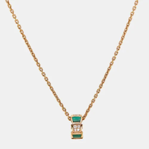Bvlgari Viper Malachite Diamonds 18k Rose Gold Necklace