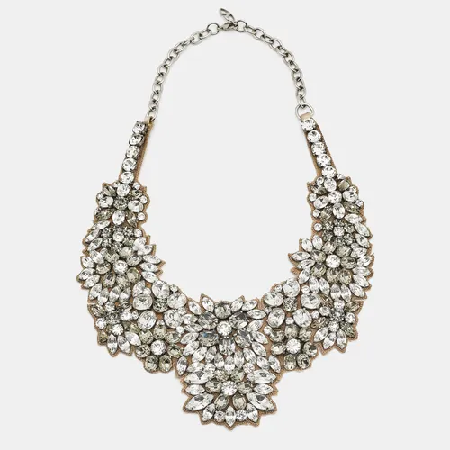Valentino Crystals Fabric Silver Tone Necklace