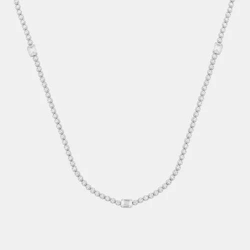 3ct 14k White Gold Lab Grown Diamond Station Necklace