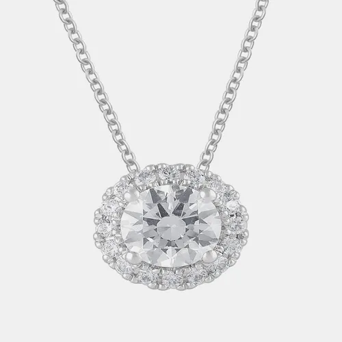 1.21ct 14k White Gold Lab Grown Diamond Halo Pendant