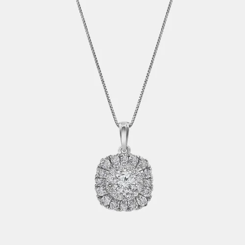1ct 14k White Gold Lab Grown Diamond Halo Pendant