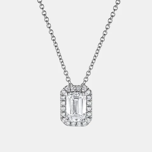 0.82ct 14k White Gold Lab Grown Diamond Halo Pendant