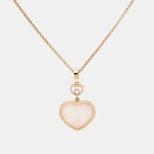 Chopard Happy Hearts Diamond Pink Opal 18k Rose Gold Necklace