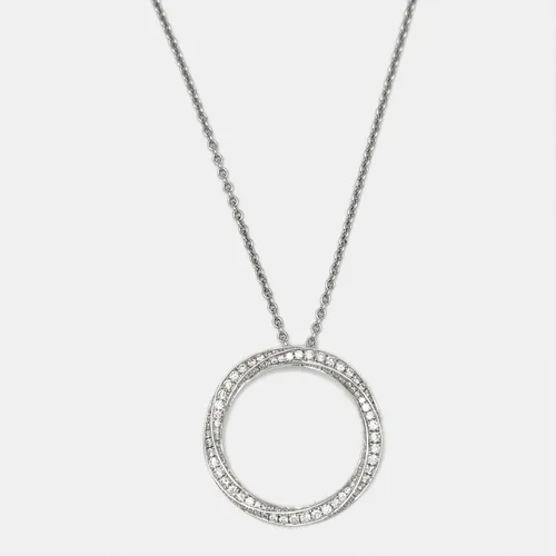 Graff Spiral Pave Diamonds 18k White Gold Medium Model Pendant Necklace