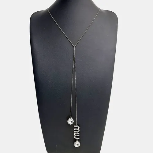 Miu Miu Silver-tone Crystal Pendant Necklace