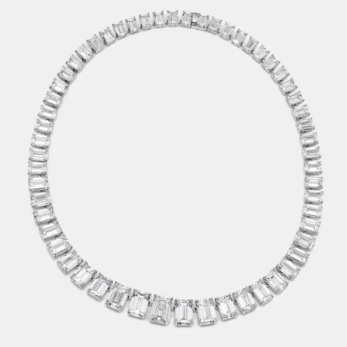 107.13 cts Emerald Cut Lab Grown Diamond 18k White Gold Necklace