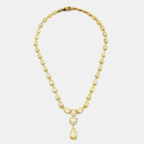 57 cts Pear, Heart Lab Grown Diamonds 18k Yellow Gold Necklace
