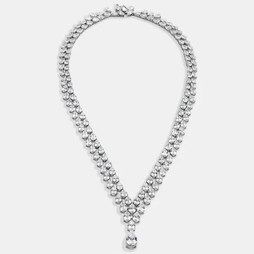 71 cts Pear Lab Grown Diamonds 18k White Gold Necklace