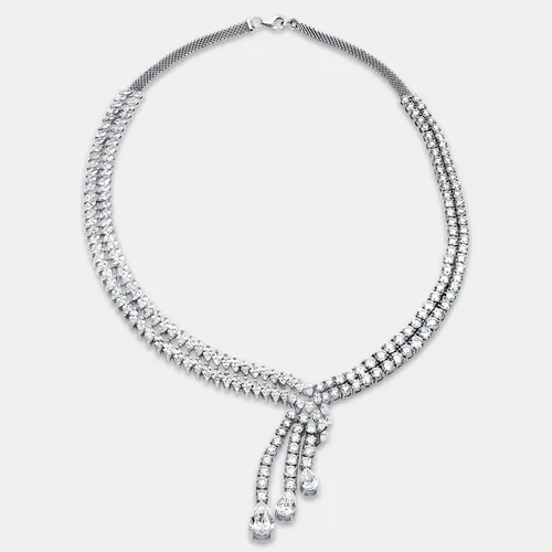 42.8 Cts Pear Marquise Round 18K White Gold Lab Grown Diamonds Necklace