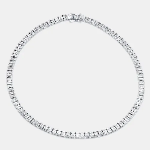 40.93 Cts Emerald 18K White Gold Lab Grown Diamonds Necklace