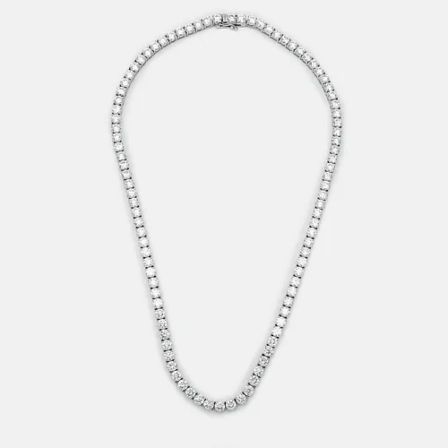 28.8 cts Round Brilliant Cut 18k White Gold Lab Grown Diamonds Tennis Necklace