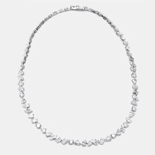 35.5 cts Oval, Pear, Marquise, Emerald Cut, Heart, Round Lab Grown Diamonds 18k White Gold Necklace