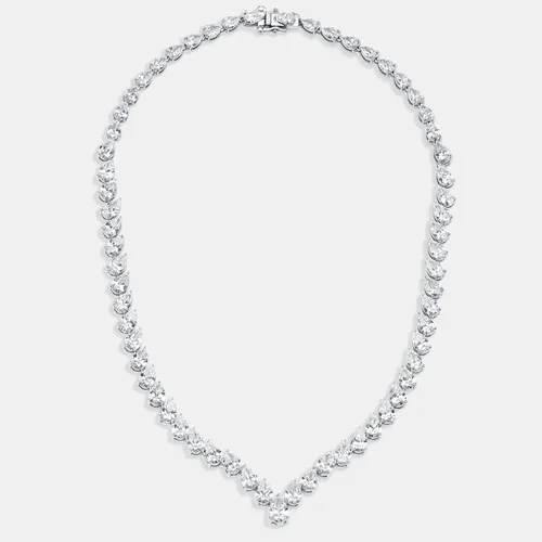 30 cts Pear Lab Grown Diamond 18k White Gold Necklace