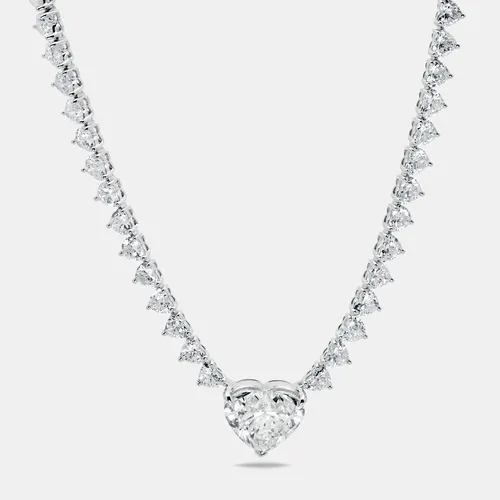 23.25 cts Heart Brilliant Lab Grown Diamond 18k White Gold Necklace (Center 5 cts)