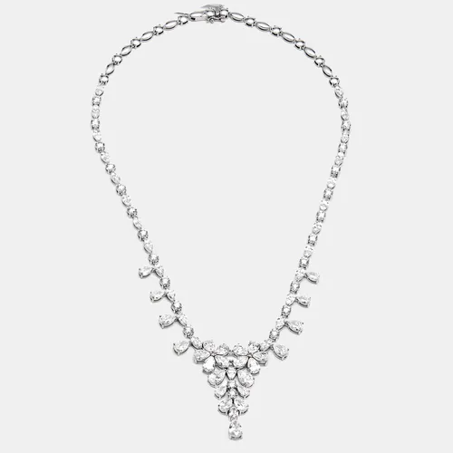 18 cts Pear, Round Lab Grown Diamonds 18k White Gold Necklace