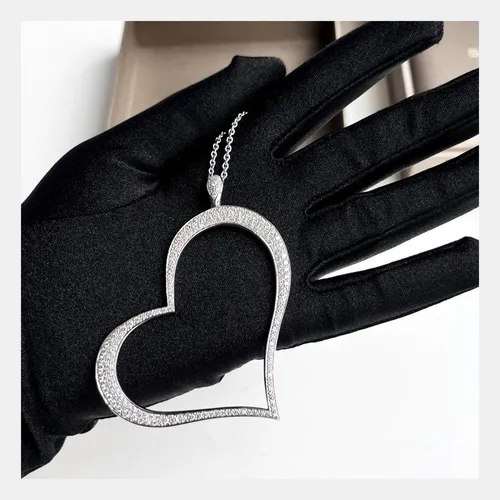 Piaget Heart Large 18K White Gold Diamond Set Necklace