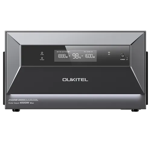 OUKITEL EP2500 Balcony Energy Storage System, 2500W Output, 2048Wh LiFePO4 Battery, 4000W Solar Input, 4 MPPT, 2500W On-Grid Output, 3000W Bypass Power, 16.384kWh Expandable Capacity, 4000+ Cycles, IP65