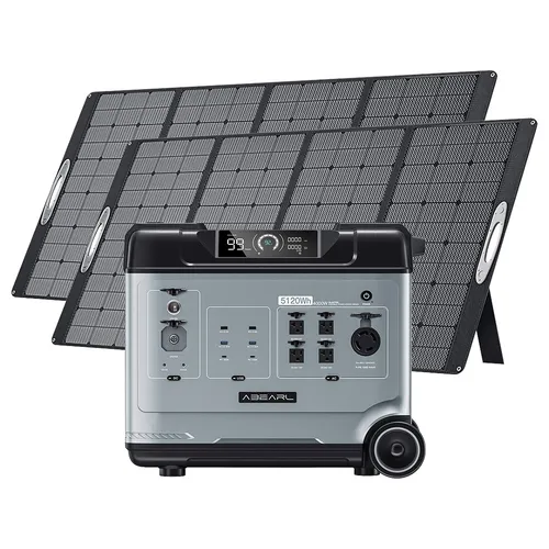 OUKITEL P5000 Pro Portable Power Station + 2 x OUKITEL PV400 400W Foldable Solar Panels, 5120Wh LiFePO4 Battery, 4000W AC Output, Smart Temperature Control, Dual 100W USB-C, Seamless UPS Battery Backup, 15 Outputs, App Control, with Wheels