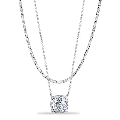 Italo Solitaire Cushion Cut White Sapphire Layering necklaces For Women