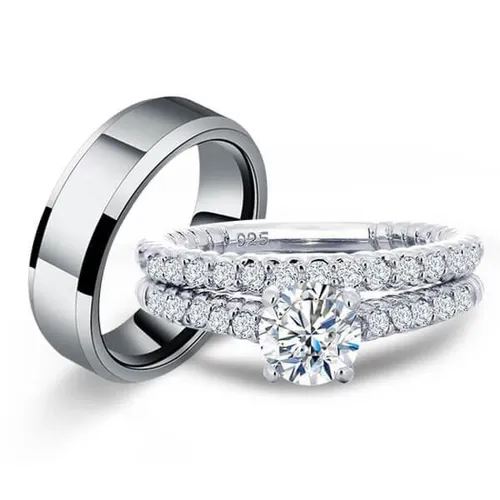 Italo Unique Wedding Ring Sets His And Hers Couple Rings