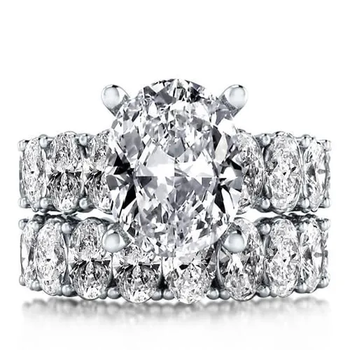 Italo Oval Created White Sapphire Bridal Set