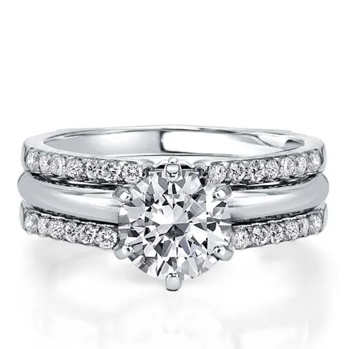 Italo Round Cut Inset Guard Enhancers Engagement Rings Sets