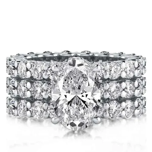 Italo Classic Eternity Created White Sapphire 3PC Wedding Set
