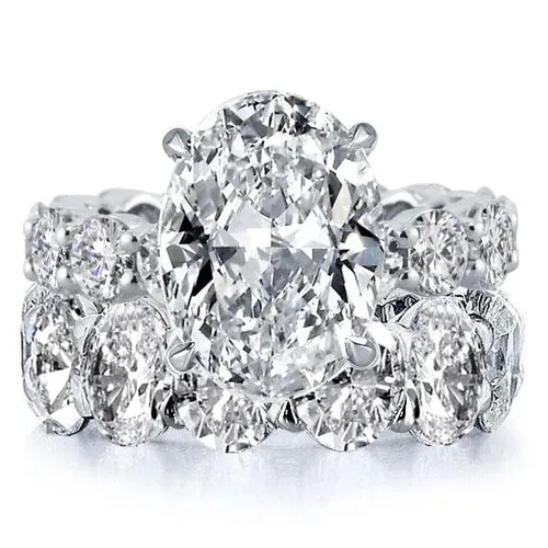 Italo Oval Eternity Created White Sapphire Bridal Set