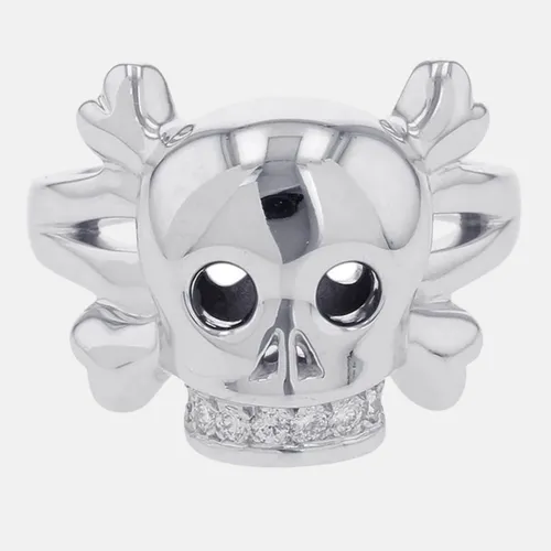 Dior Tet Du Maure Skull Ring Size 55/#15 18K White Gold