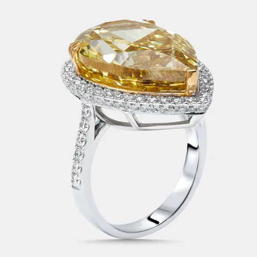 16.5 cts Fancy Yellow Pear, Round Lab