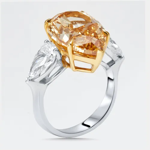 13 cts Pear Lab Grown Diamonds 18k Two Tone Gold Ring Size 50