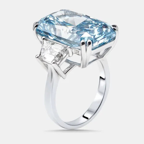 17 cts Radiant, Trapazoid Lab Grown Diamonds 18k White Gold Ring Size 50