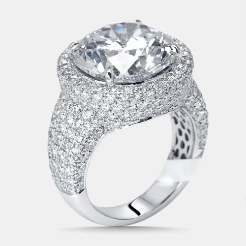 13 cts Round Lab Grown Diamonds 18k White Gold Ring Size 55