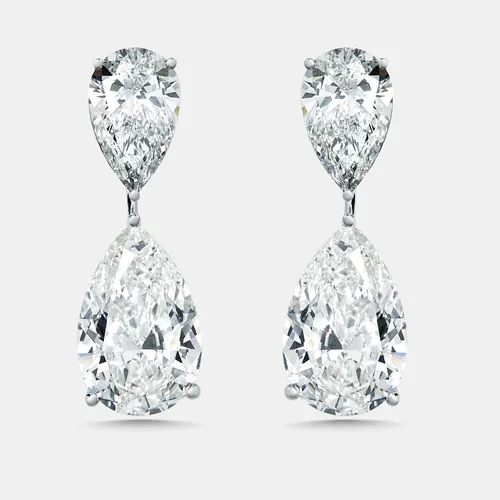 28 cts Pear Lab Grown Diamonds 18k White Gold Earrings