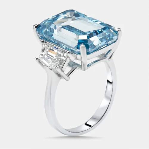 17 cts Emerald Cut, Cadillac Lab Grown Diamonds 18k White Gold Ring Size 54