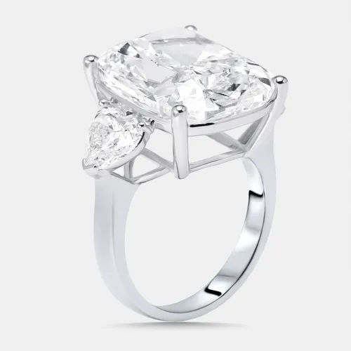 17 cts Cushion, Heart Lab Grown Diamonds 18k White Gold Ring Size 51.5