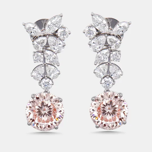16 cts Pear, Modified Round Lab Grown Diamonds 18k White Gold Earrings