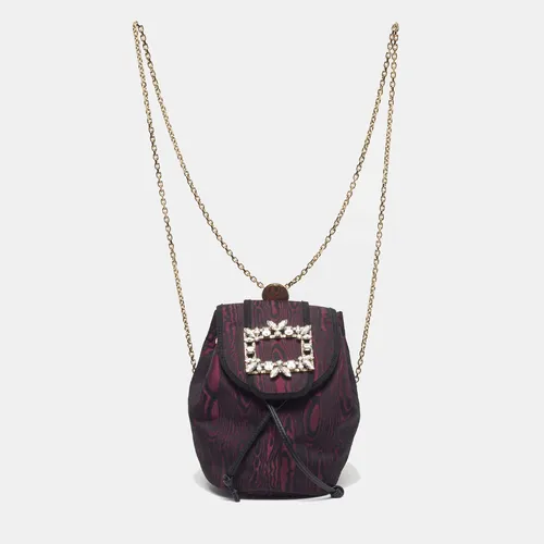 Roger Vivier Broche Mini Purple/Black Fabric Drawstring Backpack