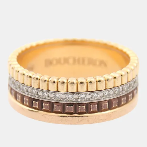 Boucheron Quatre Diamond 18k Rose Gold White Gold Yellow Gold Brown PVD Ring
