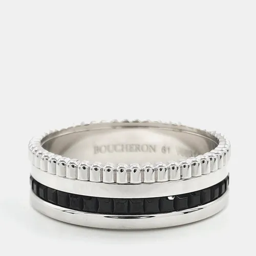 Boucheron Quatre 61 18k White Gold Black Ceramic Ring