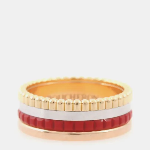 Boucheron Quatre Red Edition 18k White Gold 18k Yellow Gold 18k Rose Gold Ceramic Ring EU 49