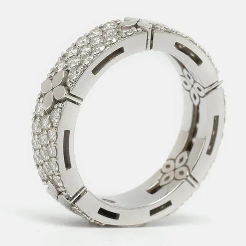 Roberto Coin Love in Verona Diamond 18k White Gold Band Ring Size 50